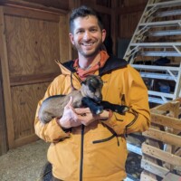 Holding an adorable baby goat