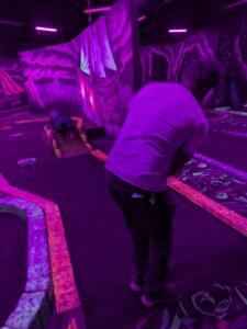 Me decimating this interactive putt-putt course at the Big Apple Fun Zone in Kearney, NE. They had so many different games -- our favorite was candlepin bowling