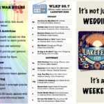 Color War Rules + Radio Hour DJs. Each DJ created 1 hour of music with a theme of their choosing. I recorded the hours, inserted my radio call signs (introducing DJs and the "98.7 Lakefest FM" shoutouts), and broadcast over FM to old boomboxes spread out through campus.