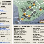 The schedule, map, and activities at Lakefest, as well as the requirement to earn points for each activity.