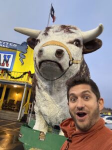 The trip wouldn't be complete without Jeremy finding a cow (outside the Big Texan)