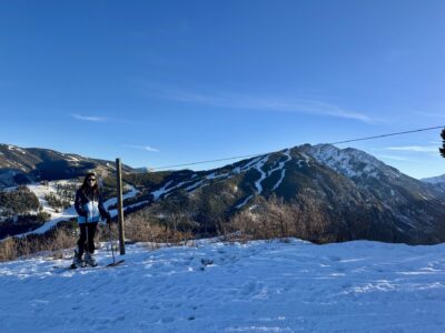 Stacey, nearing the summit as we uphill at Buttermilk (Aspen)